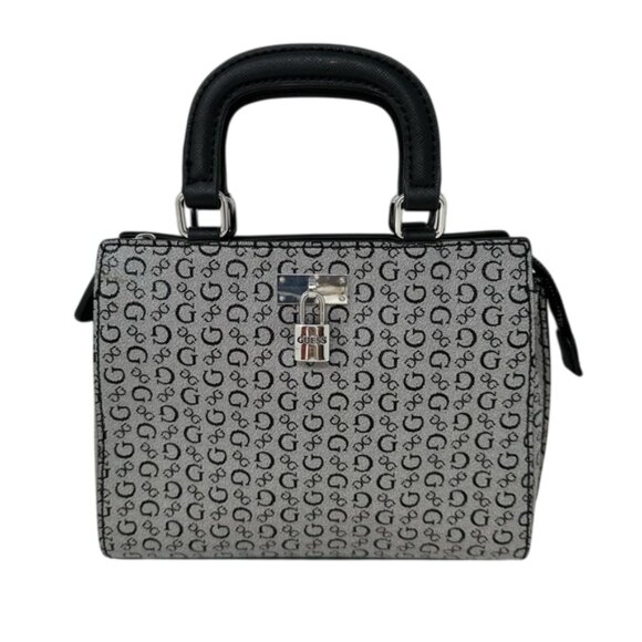Guess Meera Mini PVC Signature‎ Print Top Handle Bag Black - Picture 1 of 13